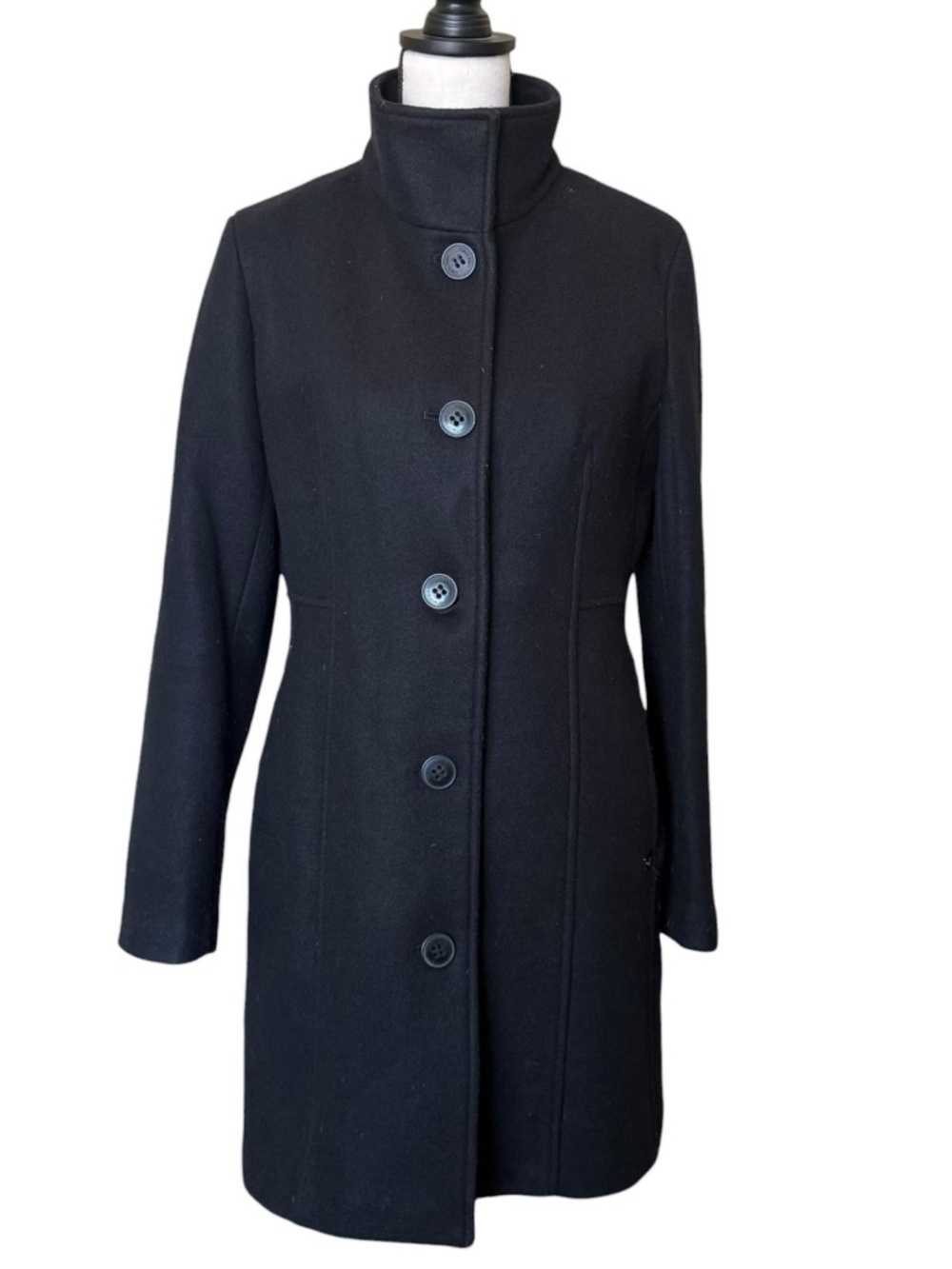 Calvin Klein Black Single Breasted Long Coat Size Small